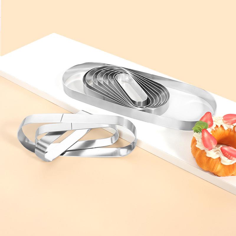 4 размера Кольцо для мусса из нержавеющей стали Прямоугольное Овальное Кольцо для торта Формы для печенья Форма для выпечки мусса Тирамису Слоеные инструменты для выпечки