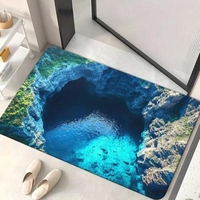 3D Визуальный Обман Придверный Коврик Оптическая Иллюзия Нескользящий Напольный Коврик Абсорбирующий Бесконечная Бездна Машинная Стирка Коврик для Ванной Комнаты Спальни Кемпинга Йоги