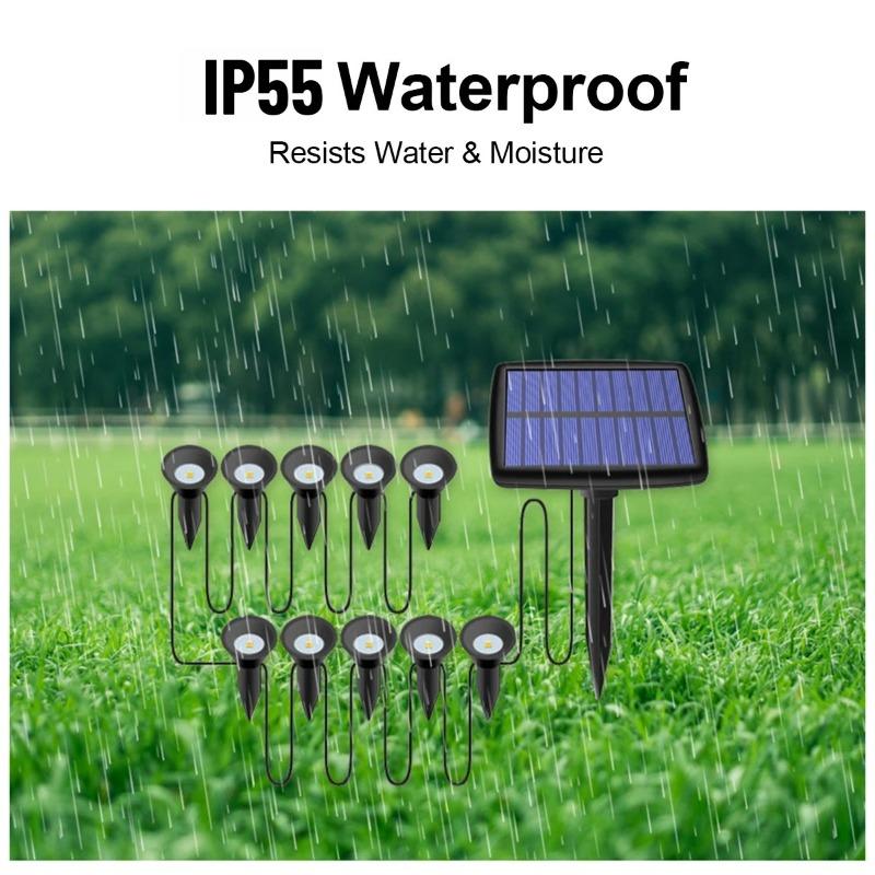 Солнечные садовые светильники 10 в 1 Освещение Декор для улицы Светодиодное Ландшафтное Сопротивление Садовое На батарейках Дорожка Погодное Газон Рождественские украшения