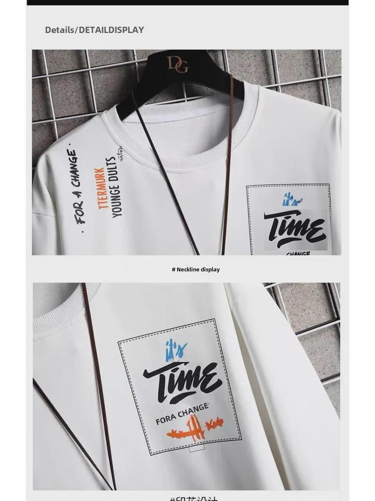 Мужской осенний повседневный спортивный костюм в корейском стиле – модный комплект из двух предметов для подростков и студентов