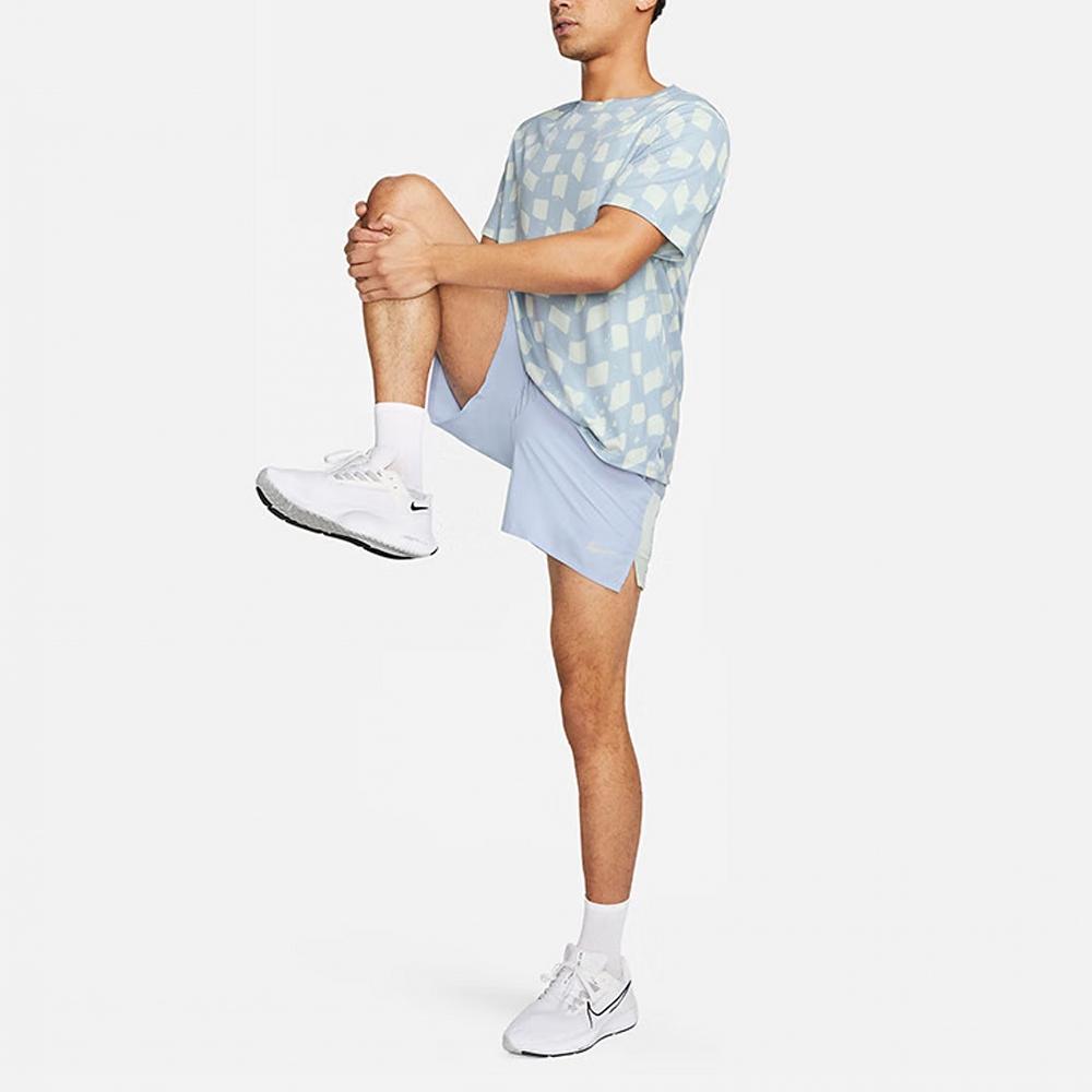 Nike Пуловер с круглым вырезом и принтом Dri-FIT, футболка с короткими рукавами, мужские топы, голубой DX0871-479