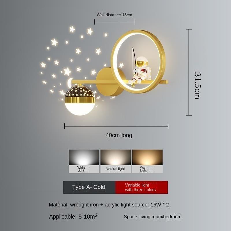 Настенный светильник для детской комнаты, креативный астронавт, мультяшный астронавт, звездное небо, прикроватная лампа для спальни