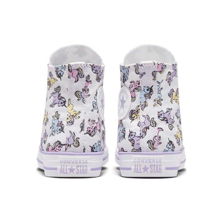 Converse Удобные Прочные Нескользящие Амортизирующие Высокие парусиновые кеды Детские кроссовки Розовый Белый A01674C
