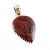 Natural Mahogany Red Obsidian 925 Sterling Silver Gift TwoTone Pendant 1.5" R9e29
