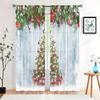2 Pieces, Christmas Tree Snowflake Wooden Background Curtains -30% Blackout - Suitable for Living Room, Bedroom, Home Decoration