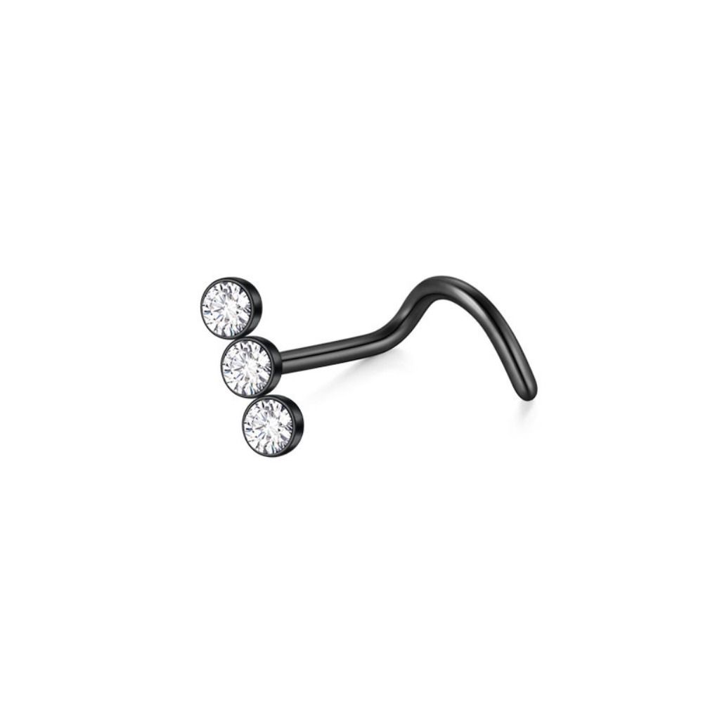 Geometric Zircon Nose Screw Studs Opal Nostril Trendy Women