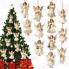 2D 12 Piece Set Of Victorians Angel Wooden Decoration Set, Traditional Holiday Home Window Decoration