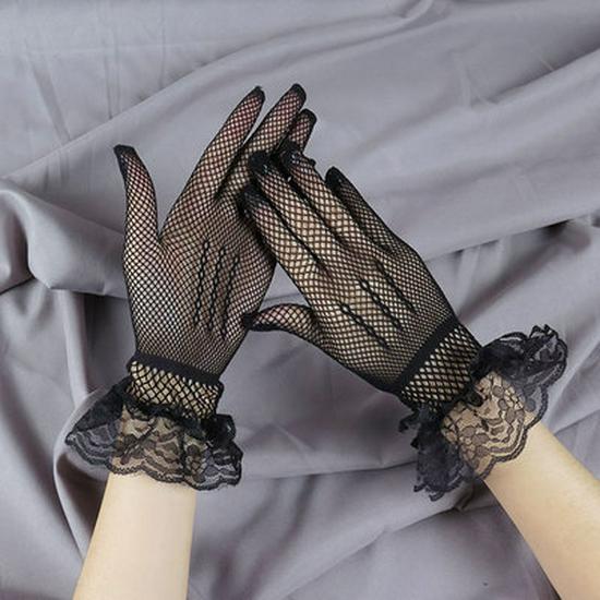 Свадебные перчатки Cross-Bridal Bridal Fishnet Butterfly - Эластичный дизайн из полой марли в стиле чеонгсам