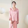 Yuyue Women's Long-Sleeved Mulberry Silk Pajamas: Breathable and Loose-Fitting Sleepwear for Spring and Summer.