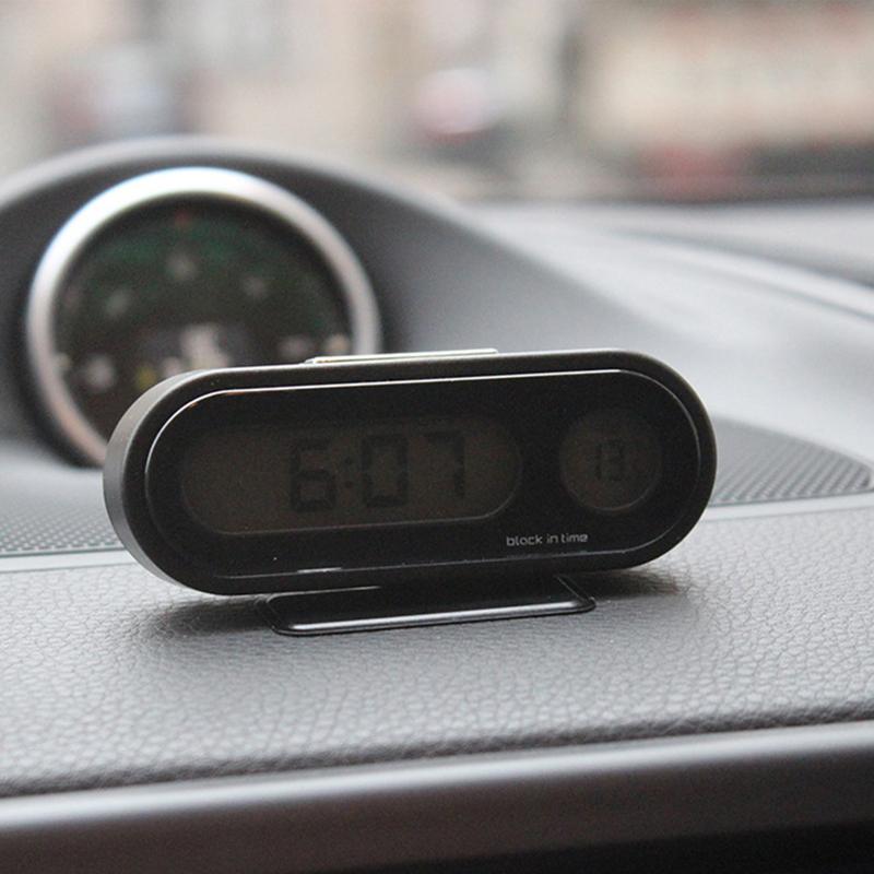 Цифровые часы для автомобиля 2-в-1 Автомобильные часы Люминесцентный измеритель температуры Часы Клейкие часы Индикатор времени Электронный датчик Светодиод