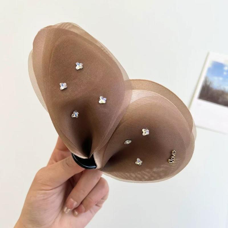 Элегантные шифоновые заколки-банты для волос, модные хрустальные заколки-бабочки для волос, аксессуары для волос, головной убор для женщин и девушек