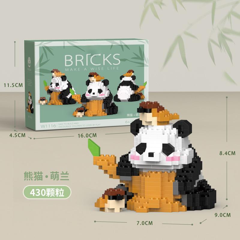 Panda 3D Конструктор Микро Кирпич Мелкие Частицы Собранный Алмазный Строительный Блок для Детей Мальчиков 6-10 Лет Игры Детский Подарок