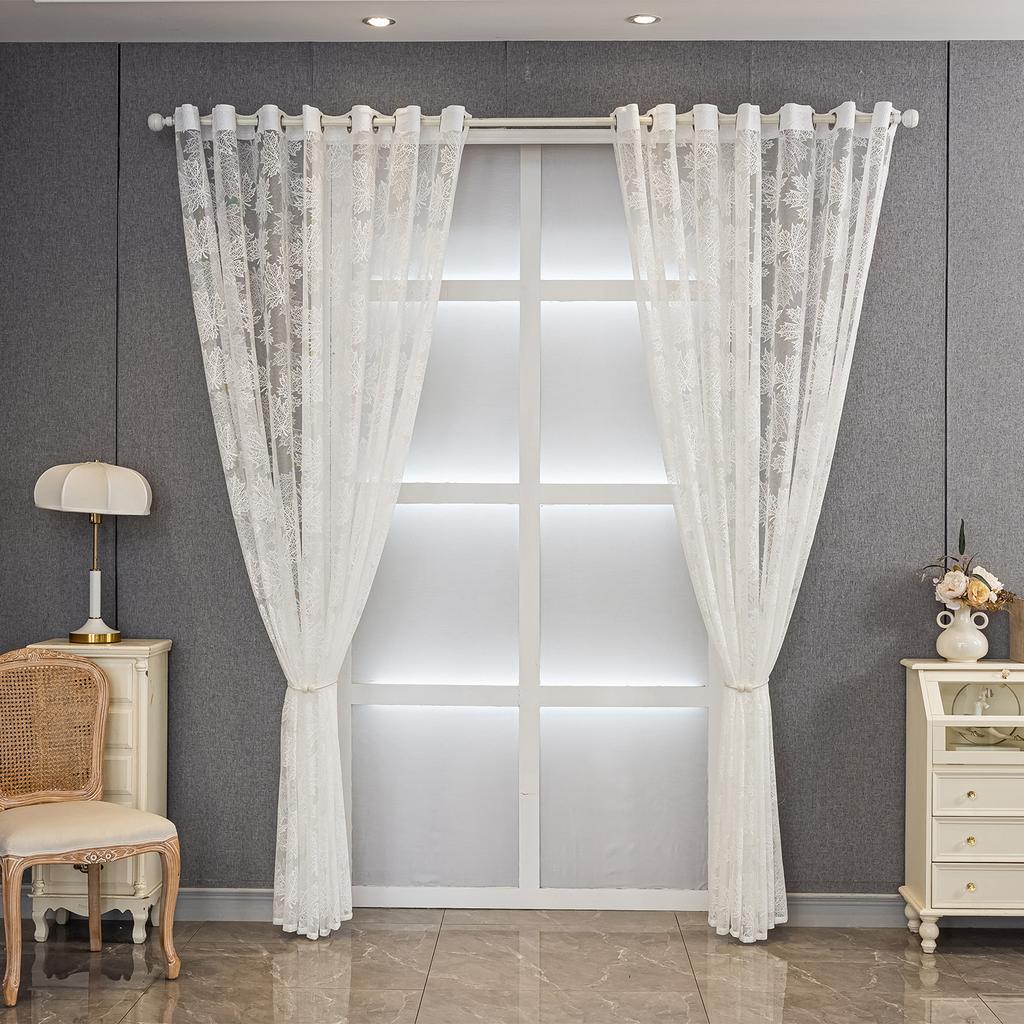 1 шт. Вышитая прозрачная штора для окна, Трехмерная вышивка, Европейская тюлевая штора с кулиской для карниза для спальни, гостиной, домашнего декора
