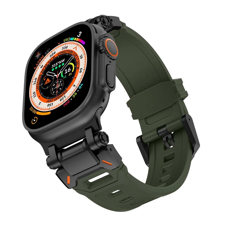 Мягкий ремешок для Apple Watch Ultra 2 Ремешок 49мм 45мм 44мм 42мм Металлический Соединитель из Нержавеющей Стали ТПУ Браслет Iwatch 9 8 7 6 SE 5 4