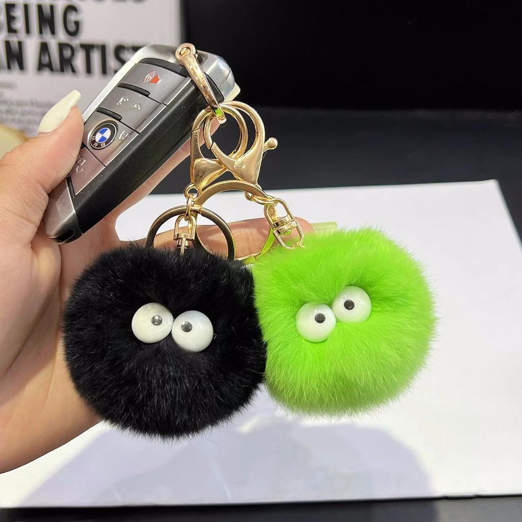 Cute Plush Coal Ball Charm: Keychain & Backpack Accessory