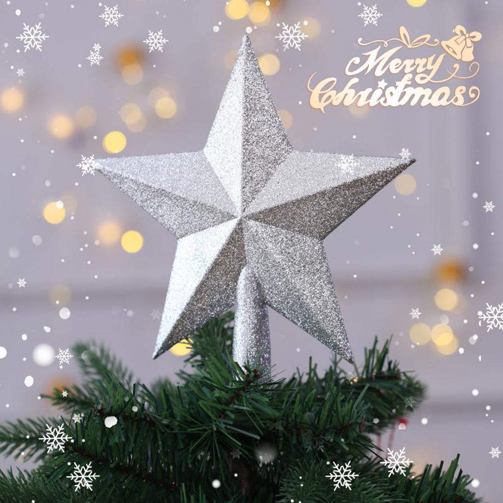 Christmas Decorations, Christmas Tree Top Star, 20CM Glitter Five-pointed Star Accessories