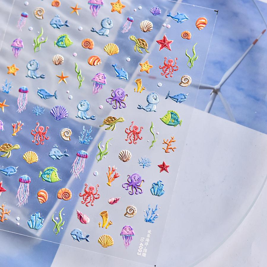 1pcs 5D Colorful Star Bow Nail Art Decoration Stickers Thin Charms Accessory Stickers Nails Back Adhesive Nails Decals DIY