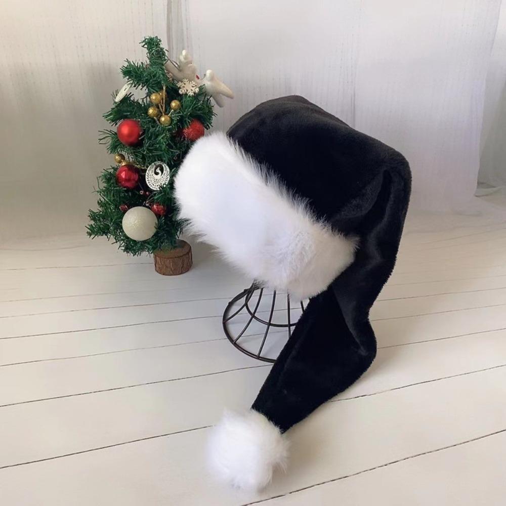 White Fur Fur Xmas Cap Red Hat Santa Hat Festive Party Plush Christmas Hat  Unisex