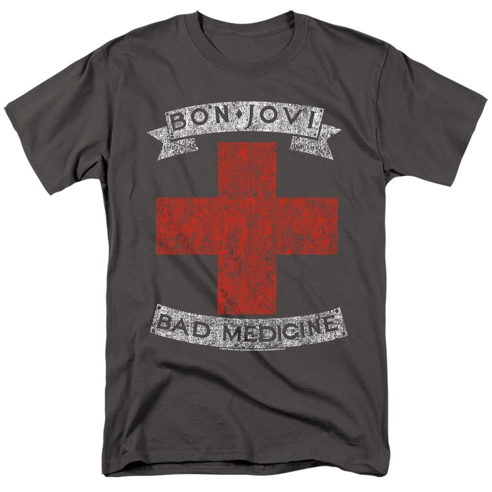 Bon Jovi - Bad Medicine - Взрослая унисекс футболка с коротким рукавом - Серая