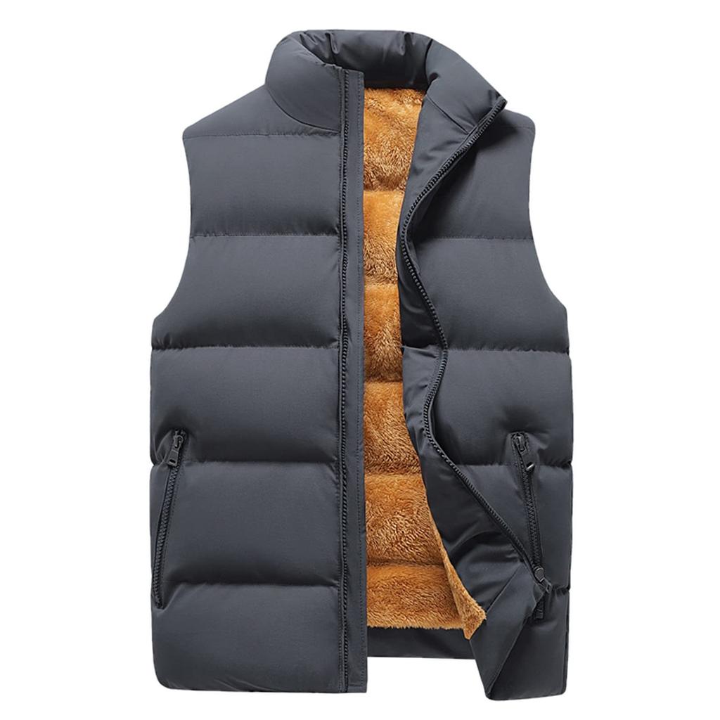 Men's Sleeveless Stand-up Collar Vest, Men's And Women's Fleece Warm Cotton-padded Jacket Vest