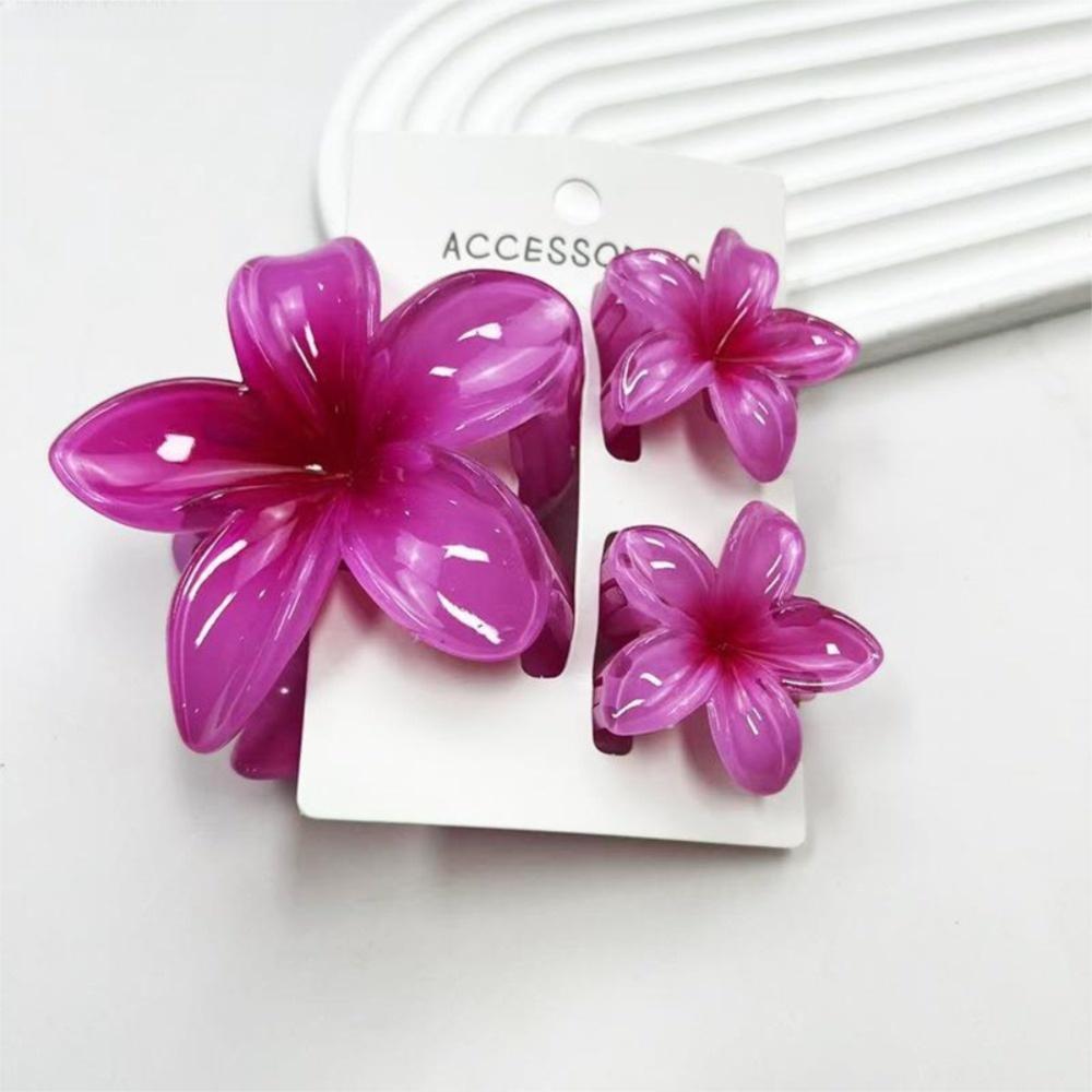 3Pcs/Set Acrylic Hair Claws Plumeria Flower Ponytail Clip Colorful Hair Accessories Summer
