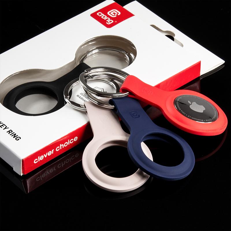 Crong Silicone Case With Key Ring - Etui Ochronne Brelok Do Apple Airtag (Czarny)