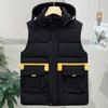 Теплая парка без рукавов, мужской жилет, модное мужское пальто больших размеров с капюшоном, повседневная толстая зимняя мужская жилетка на молнии
