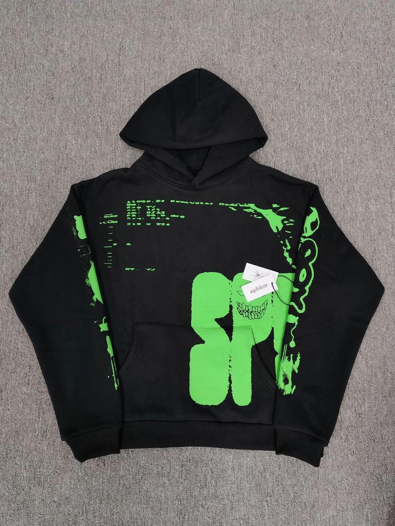 Мужская толстовка с принтом «Паутина» - Модная, свободного кроя, с плюшевой подкладкой