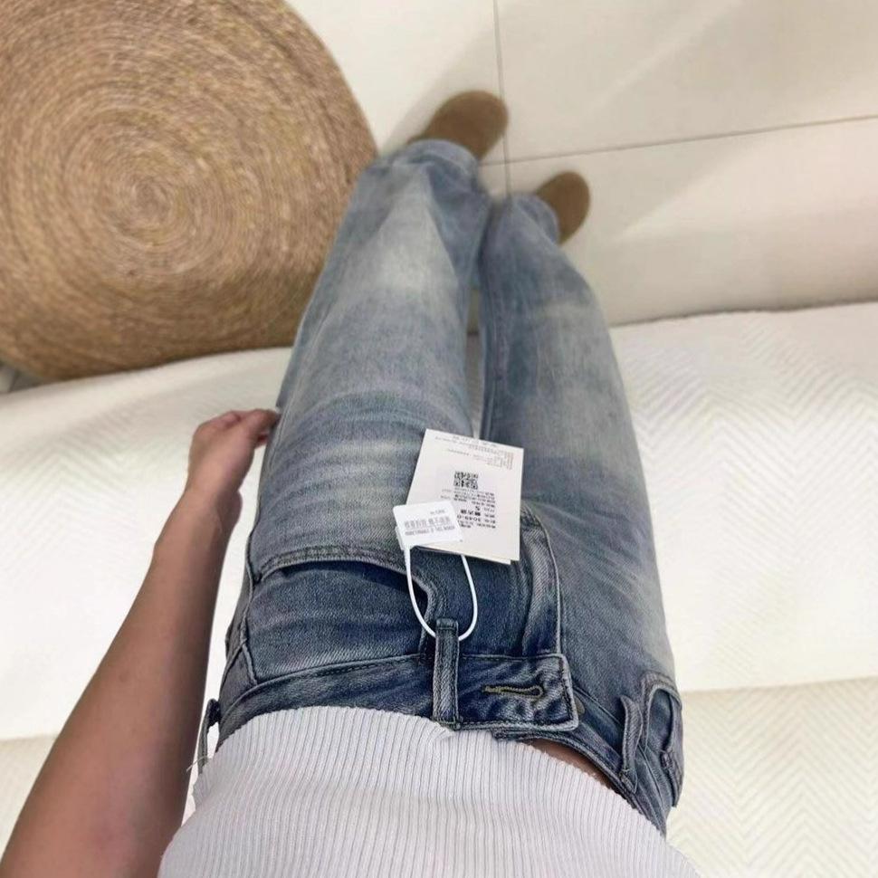 Джинсы прямые с высокой посадкой женские осенние винтажные свободные узкие универсальные удлиненные широкие брюки ретро уличный стиль мешковатые длинные джинсы для женщин