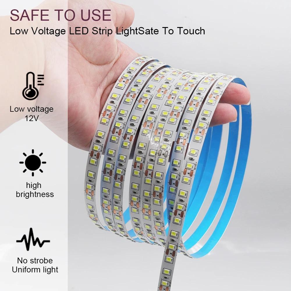 Светодиодная лента 5M SMD2835 12V Белый теплый красный зеленый синий RGB светодиодная водонепроницаемая гибкая лампа лента для декора комнаты