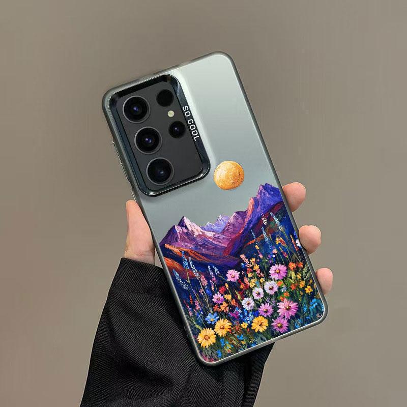 Для Samsung S25 S22 Ultra Plus S21 FE S24 S23 Ultra Plus FE Чехол для телефона INS Цветочный принт Маргаритка Лазерные задние крышки