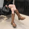 Ретро интернет-знаменитость большие трубы западные сапоги 2025 осень и зима новые высокие каблуки, но до колена рыцарские сапоги