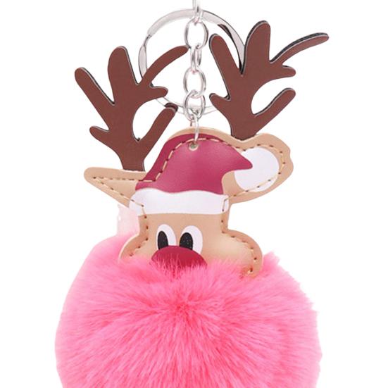 Рождественский брелок в виде оленя Милый брелок с помпоном в виде северного оленя из искусственного меха