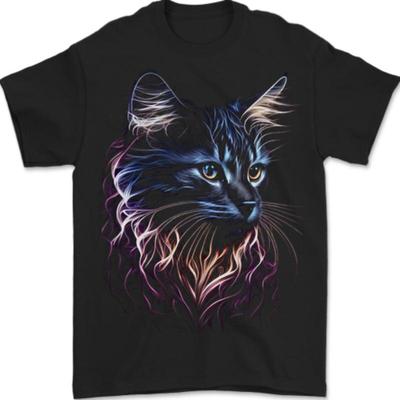 Мужская футболка из 100% хлопка с рисунком кота и классными цветами