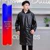 Мужской водонепроницаемый кожаный рабочий длинный плащ с капюшоном для механиков и фермеров