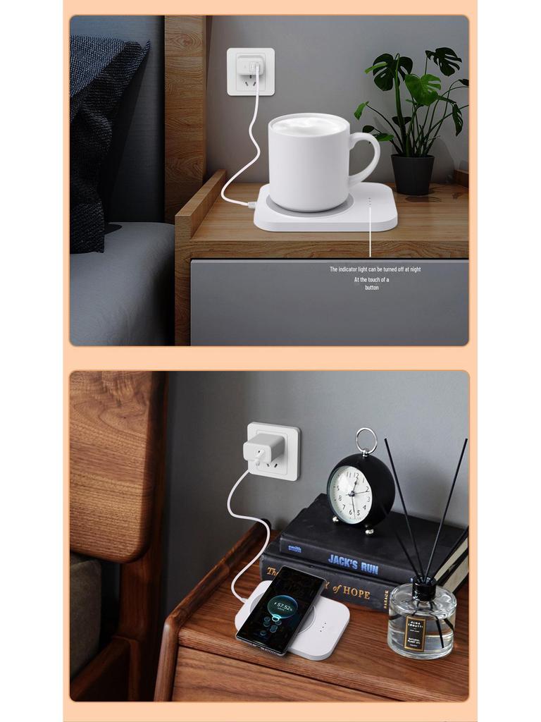 Умный подогреватель кружек с контролем температуры 55° и беспроводное зарядное устройство для телефона