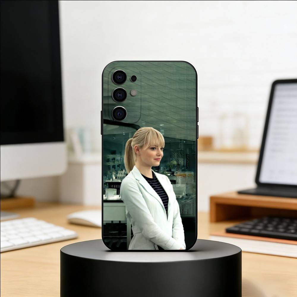Чехол для телефона с Эммой Стоун для Samsung S25, S24, S21, S22, S23, S30, Ultra, S20, Plus, Fe, Мягкий силиконовый черный чехол