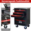5-Drawer Multifunctional Tool Trolley with Casters, for Garage, Workshop, Warehouse and Repair Shop, with Stainless Steel Worktop, Black-Red