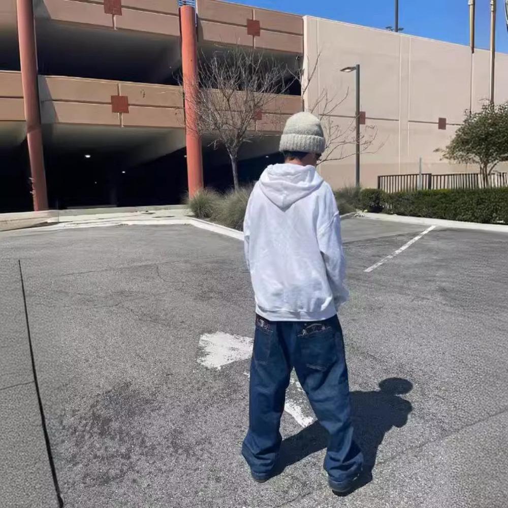 Веселые уличные модные брендовые джинсы с широкими штанинами Y2K в стиле хип-хоп, ретро, простые принты, свободные готические брюки в стиле Харадзюку, рваные джинсы