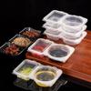 Double Compartment Container Sauce Box Reusable Condiment Box Sauce Containers with Lid for Dip Salad Dressing Sampling