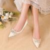 Flower Pearl Women High Heels Shoes Crystal Luxury Sandals Elegant 2025 Trend New Summer Pointed Toe Shoes Woman Pumps Zapatos