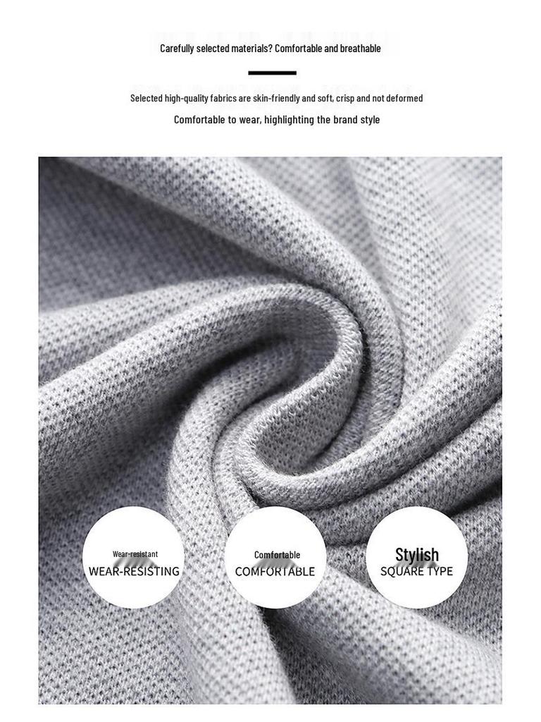 Мужская однотонная вышитая рубашка поло - Модная повседневная с коротким рукавом