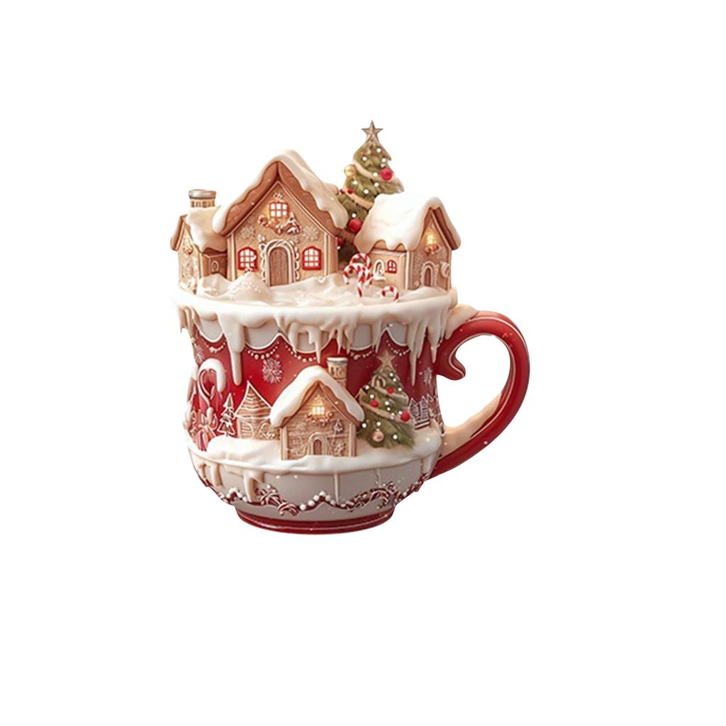 2D Акриловая Рождественская Чашка-домик со снегом Подходит для брелоков, аксессуаров для зеркала заднего вида автомобиля, рюкзака