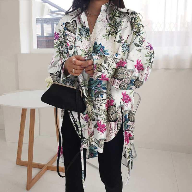 GMXIA Свободная утягивающая рубашка на шнуровке с короткой передней частью и длинной спиной