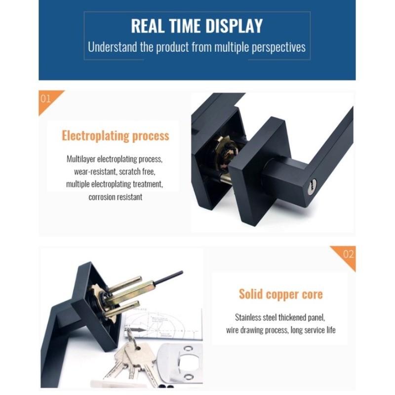 Комплект дверных замков против взлома, трубчатая ручка, цилиндрический дверной замок, механический замок для двери внутренней комнаты