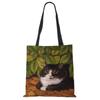Cute Cat Flower Painting Print Womens Designer Tote Bags Women Handbag Large Shopping Bag Foldable For Groceries CLE