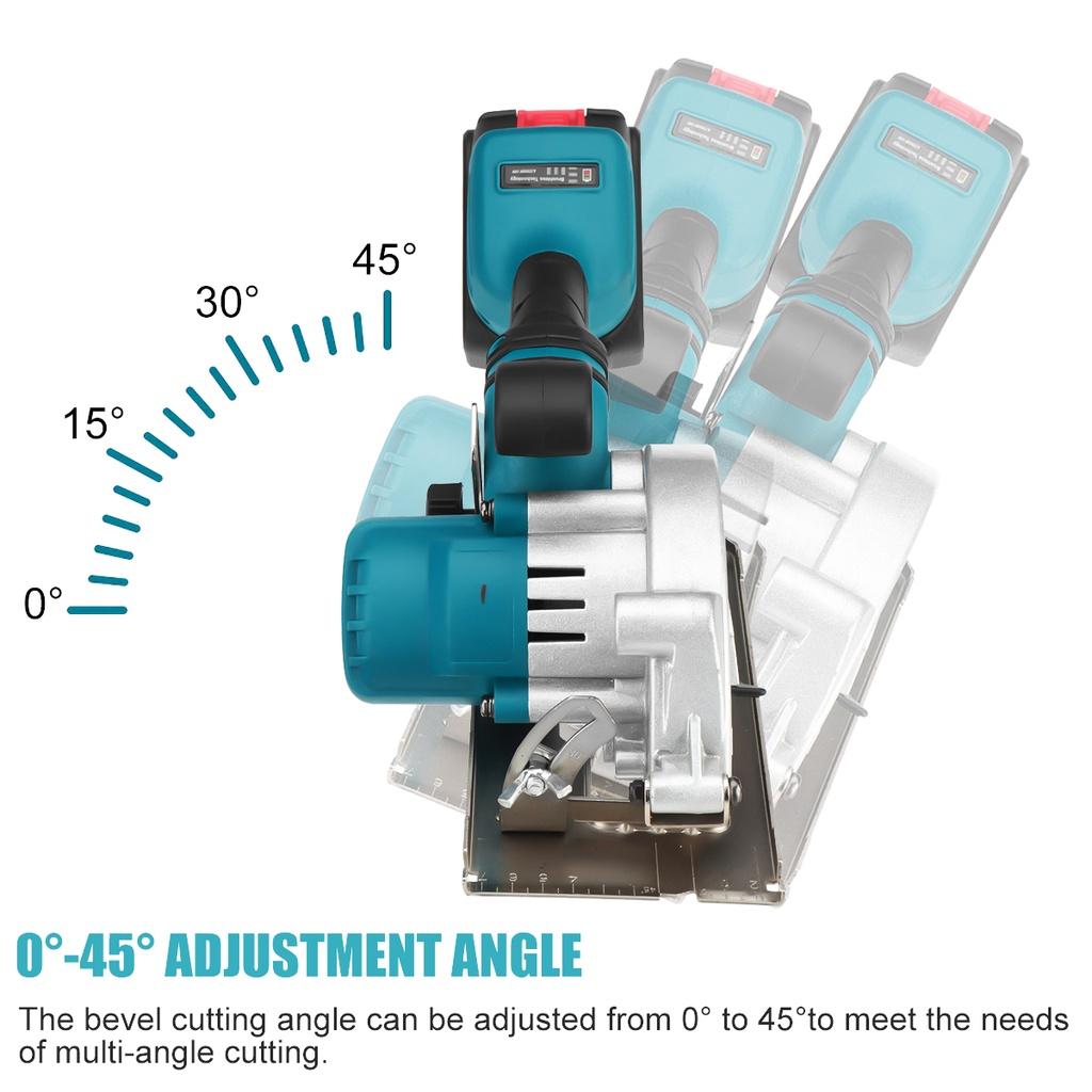 2000W 125mm Brushless Cordless Electric Circular Saw 0- 45° Adjustable Handle Power Tools Woodworking Machine Wood Cutters