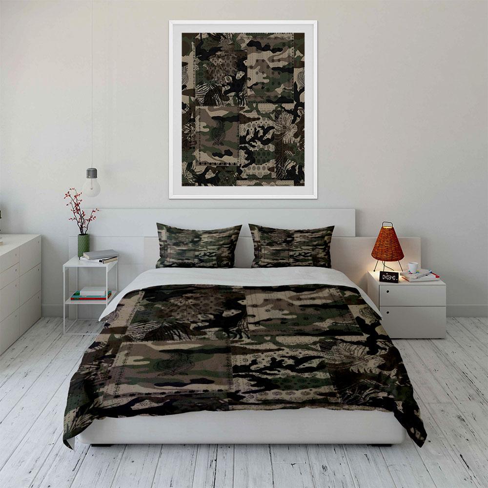 Camouflage Pattern with Details Bedding Duvet Cover Set (1*Duvet Cover 2*Pillowcases, without duvet insert)