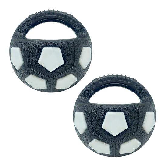 2Pcs Dog Toy Ball Kettlebell Design Rubber Squeaky Ball with Handle Interactive