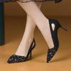 High Heels Women's Sequins Autumn 2025 New French New Shallow Mouth Pointed Head Suede Banquet with Skirt Stiletto Shoes